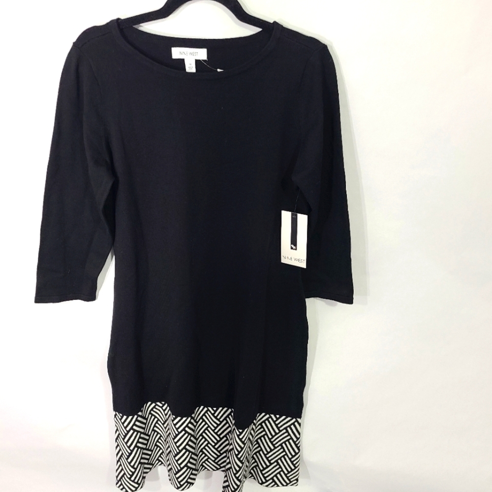 Nine West Women's Size Medium M Black White Dress Office‎ Career Wear